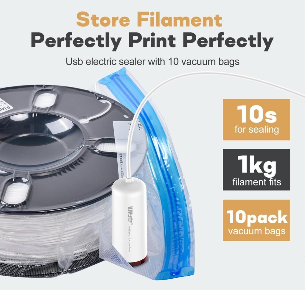 10 Packs Filament Storage Sets, Vacuum Sealed Bags with Electric Pump, 3D Printer Filament Keep Dry