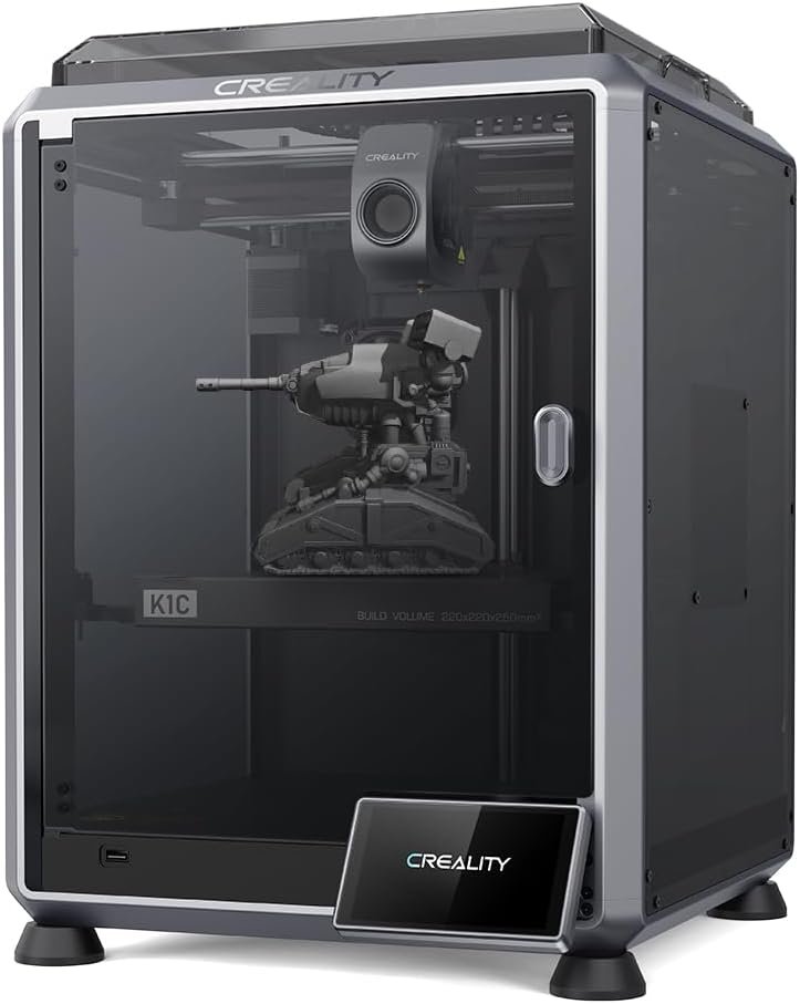 Creality K1C 3D Printer, 2024 New Version 600mm/s Fast Printing Speed and Clog-free Direct Extruder, Support 300℃ Printing and Carbon Fiber Filament, Auto Leveling and AI Camera 8.66*8.66*9.84 inch